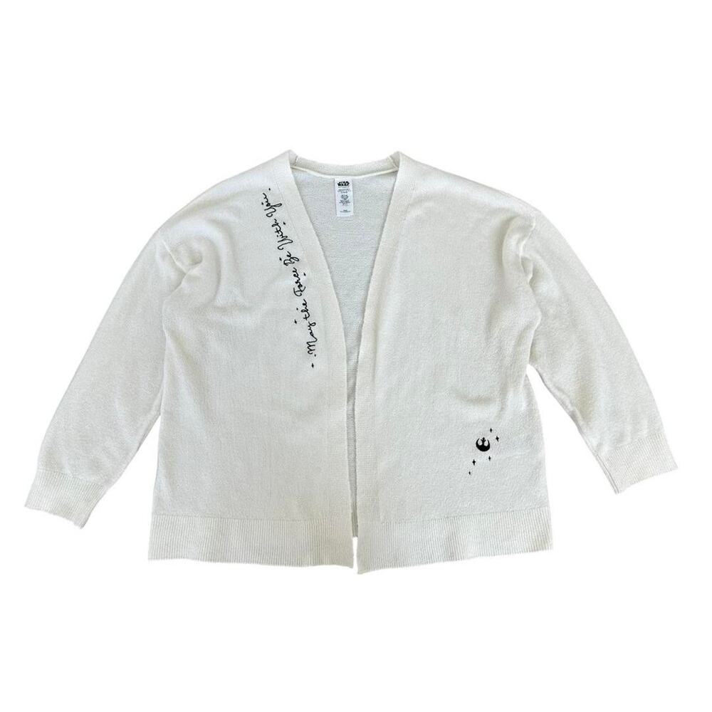 Star Wars Oversized Cream Knit Cardigan XXL Cozy Minimal Disney
